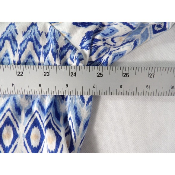 Jessica London 22/24 1X Tunic Boho Geometric Blue 3/4 Sleeve V Neck Peasant - Picture 9 of 11